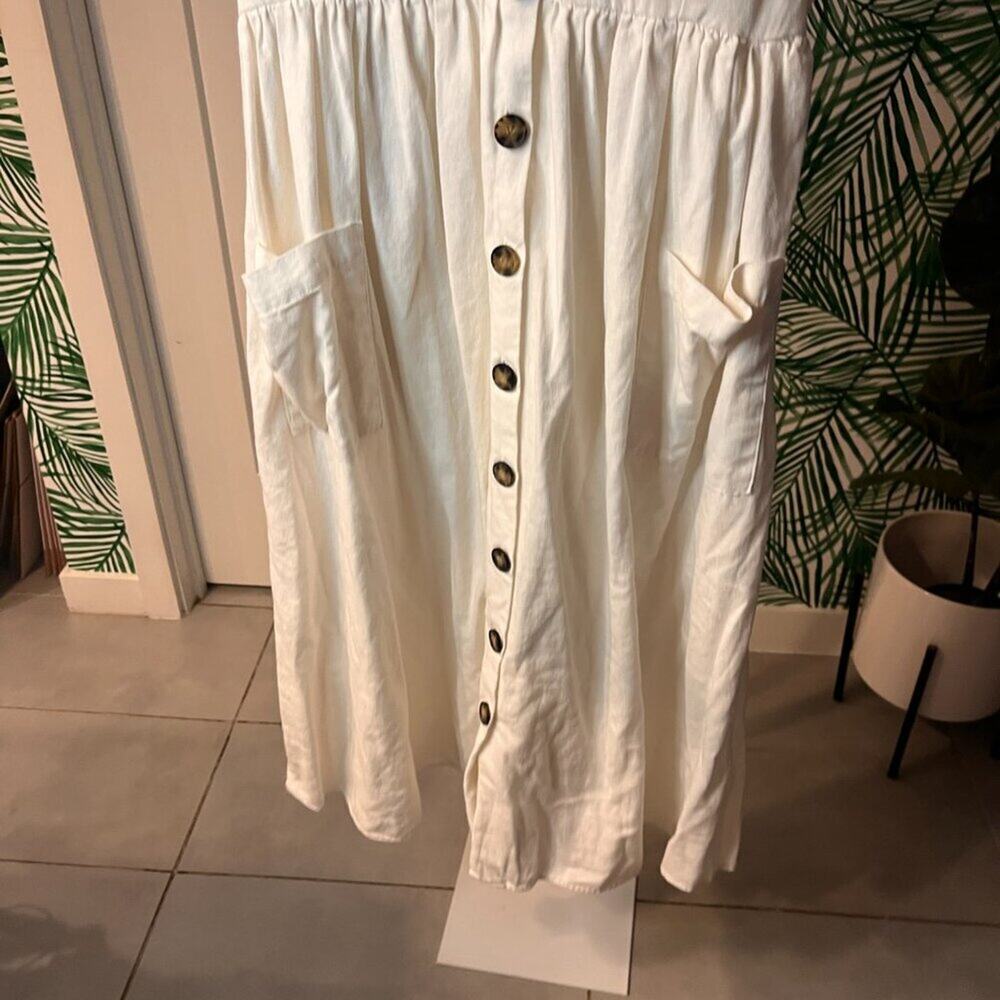 Zara Ivory Midi Dress Cottagecore Sz M - Picture 4 of 10